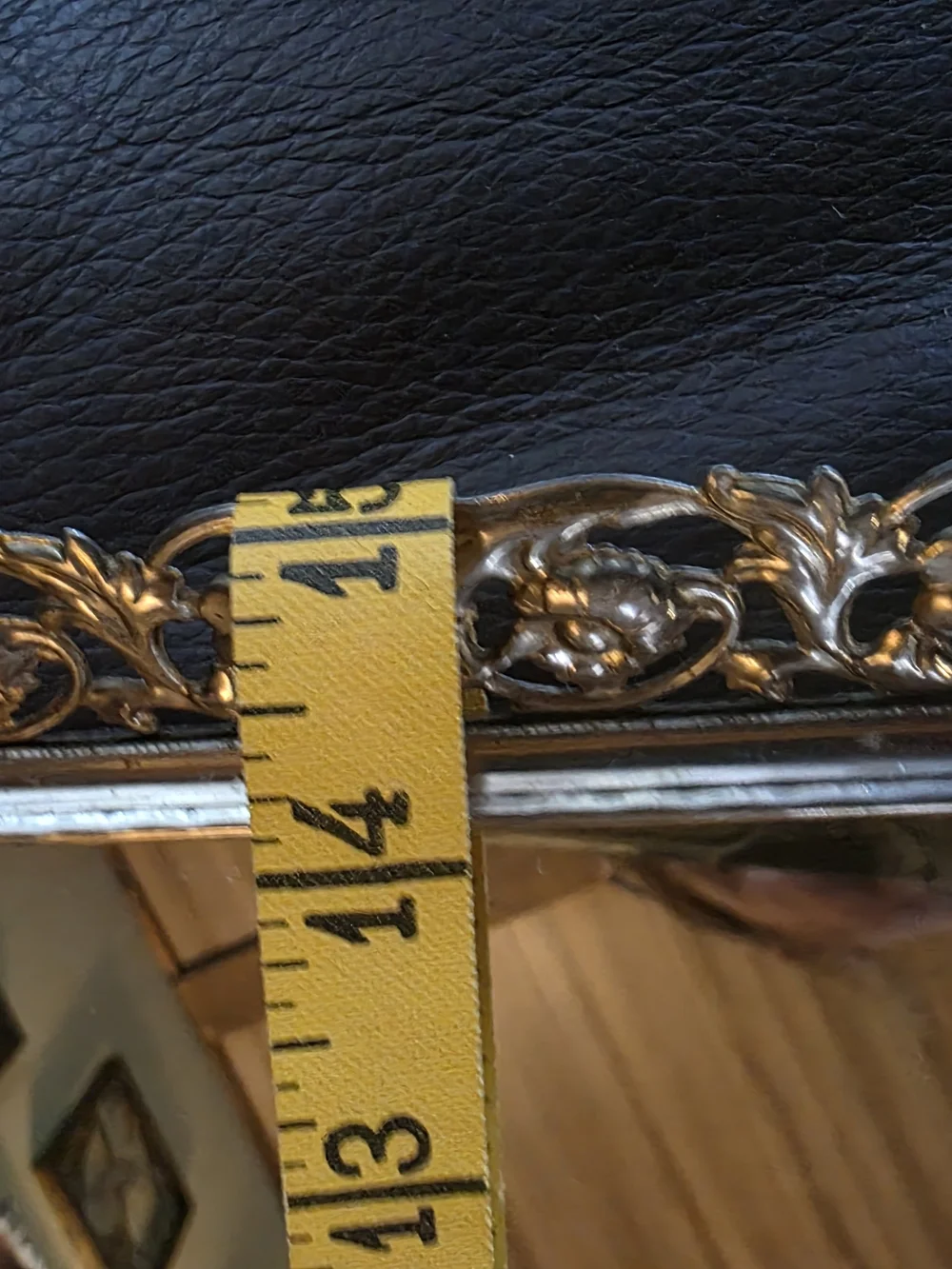 Vintage Ornate Metal Filigree Mirrored Vanity Tray Rectangular Floral Scroll
